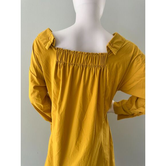 Haute Monde Yellow Corset Lace Up Button Down Mini Shirt Dress size Medium - Picture 4 of 8